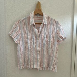 Madewell striped button up shirt sleeve top